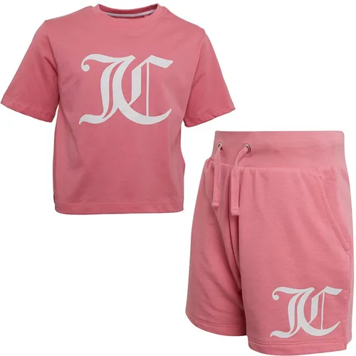 Juicy Couture Girls Cropped T-Shirt And Shorts Co-Ord Set Pink