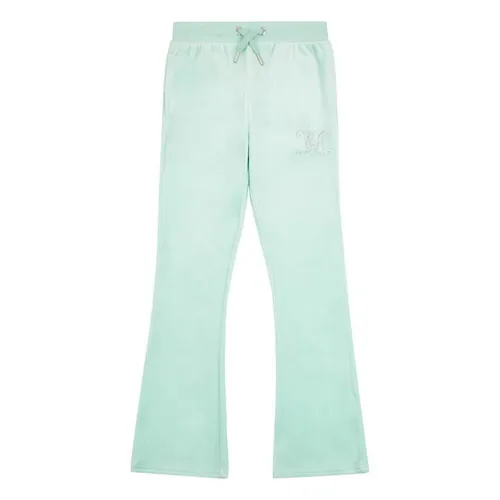 JUICY COUTURE Girls Diamante Velour Bootcut Joggers - Green