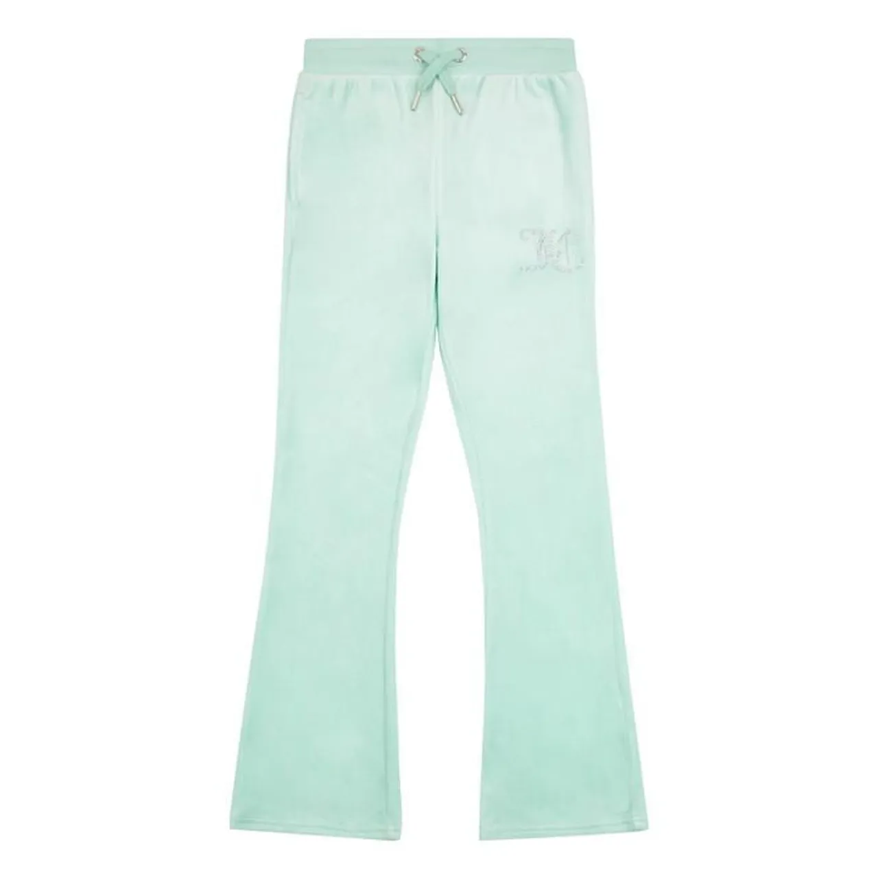 JUICY COUTURE Girls Diamante Velour Bootcut Joggers - Green