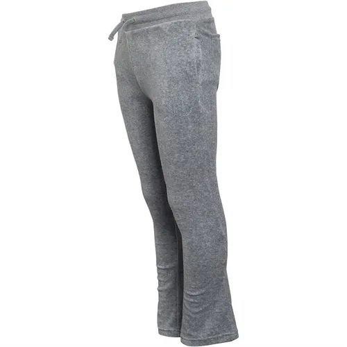 Juicy Couture Girls Diamante Velour Bootcut Joggers Heather Grey