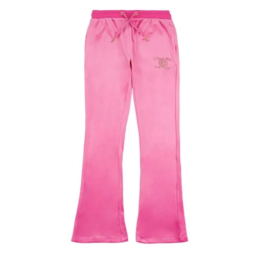 JUICY COUTURE Girls Diamante Velour Bootcut Joggers - Pink