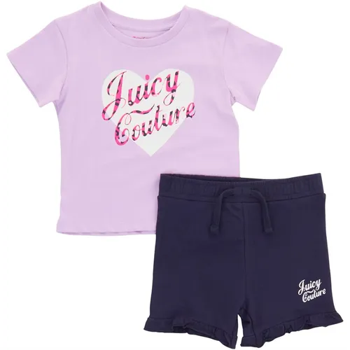 Juicy Couture Girls Heart T-Shirt And Shorts Set Lilac