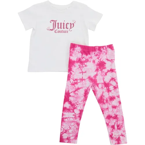 Juicy Couture Girls Juicy T-Shirt And Tie Dye Leggings Set Bright White