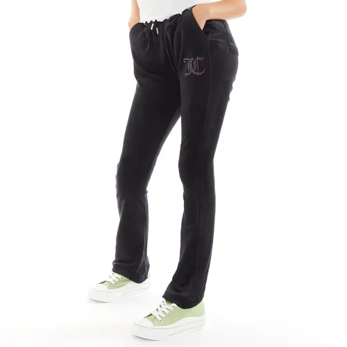 Juicy Couture Girls Luxe Diamante Bootcut Joggers Jet Black