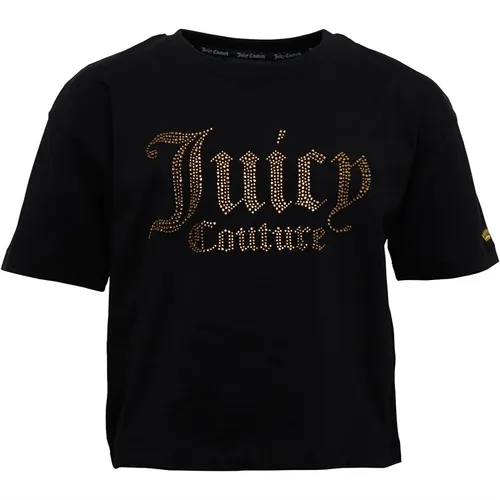 Juicy Couture Girls Luxe Diamante Boxy T-Shirt Black