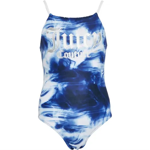 Juicy Couture Girls Marble Print Swimsuit Night Sky