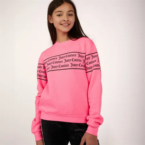 Juicy Couture Girls Repeat Boxy Sweatshirt Summer Neon Pink