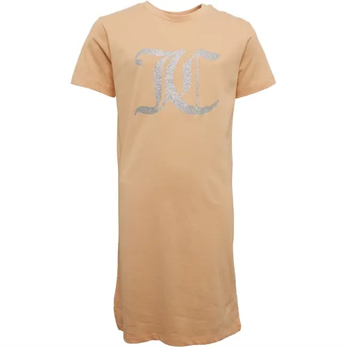Juicy Couture Girls Short Sleeve T-Shirt Dress Peach Fuzz
