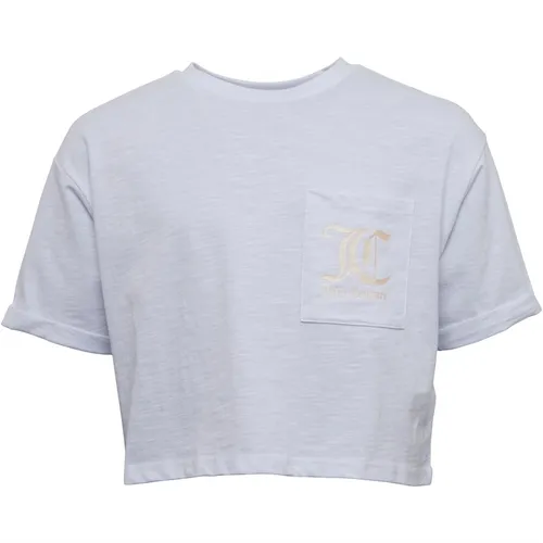 Juicy Couture Girls Slub Pocket Crop Boxy T-Shirt Bright White