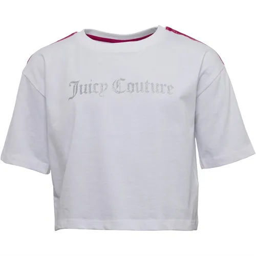 Juicy Couture Girls Velour Trim Wide T-Shirt Bright White
