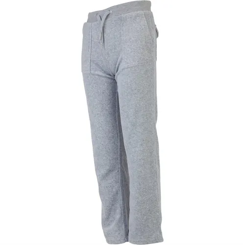 Juicy Couture Girls Velour Wide Leg Joggers Heather Grey