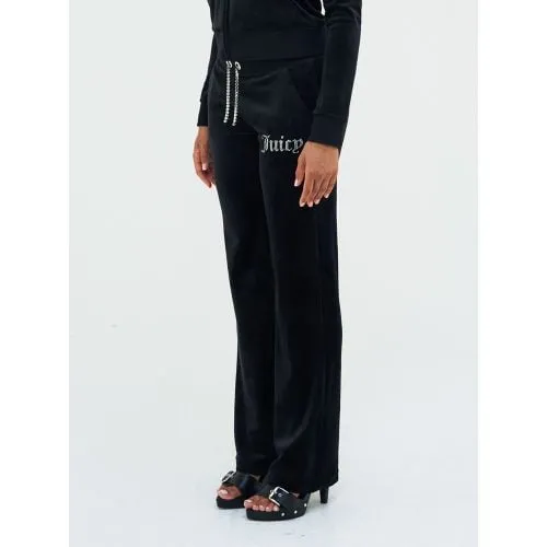Juicy Couture Womens Black Classic Velour Track Pant