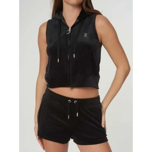 Juicy Couture Womens Black Gilly Velour Gilet