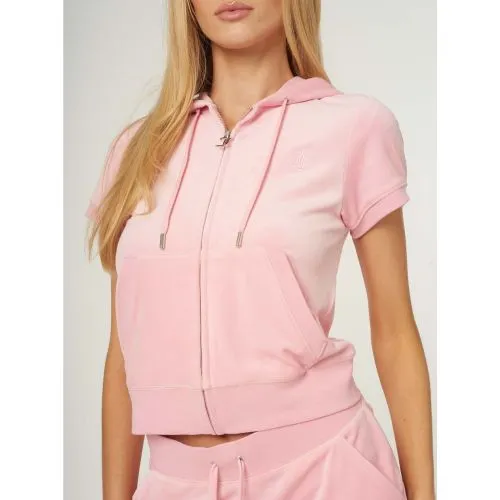 Juicy Couture Womens Candy Pink Chadwick Short Sleeve Hoodie