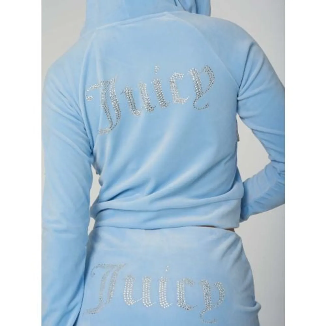 Juicy Couture Womens Powder Blue Madison Classic Velour Hoodie