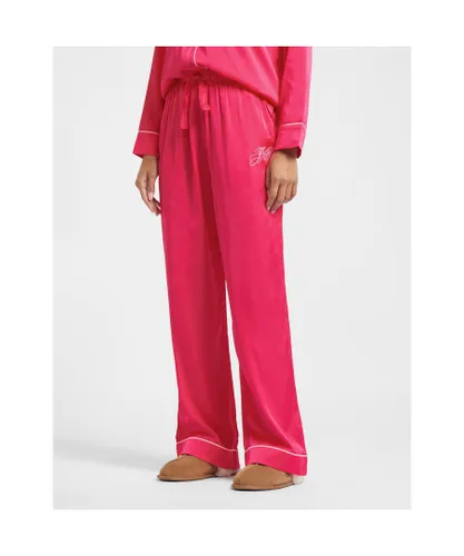 Juicy Couture Womenss Satin Pyjama Trousers in Raspberry - Red Cotton