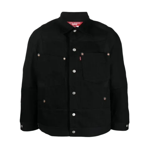 Junya Watanabe , Black Buttoned Cotton Shirt Jacket ,Black male, Sizes: