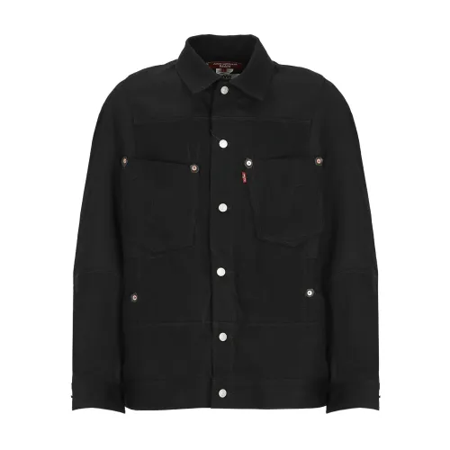 Junya Watanabe , Black Cotton and Wool Jacket with Collar ,Black male, Sizes: