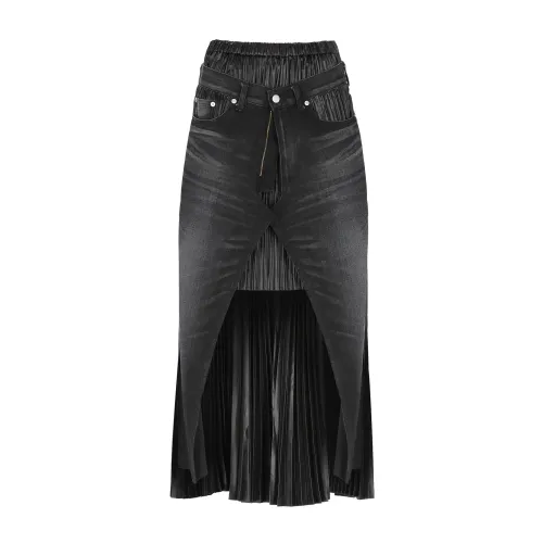 Junya Watanabe , Black Denim Skirt with Flared Hem ,Black female, Sizes:
