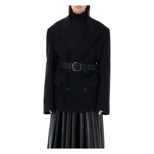 Junya Watanabe , Black Double Breasted Coat ,Black female, Sizes: