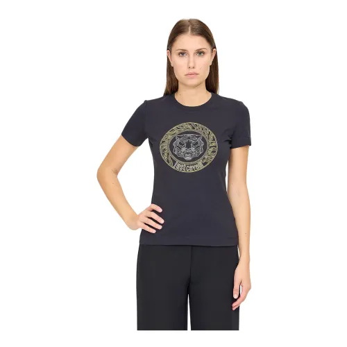 Just Cavalli , Crystal Logo T-Shirt ,Black female, Sizes: