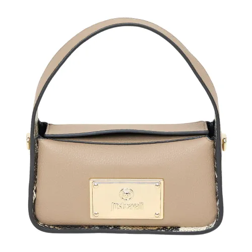 Just Cavalli , Logo Plaque Handbag with Detachable Strap ,Beige female, Sizes: ONE SIZE