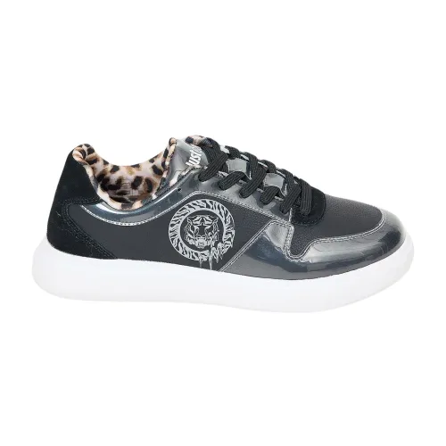 Just Cavalli , Logo Sneakers with Leopard Print Interior ,Black female, Sizes: