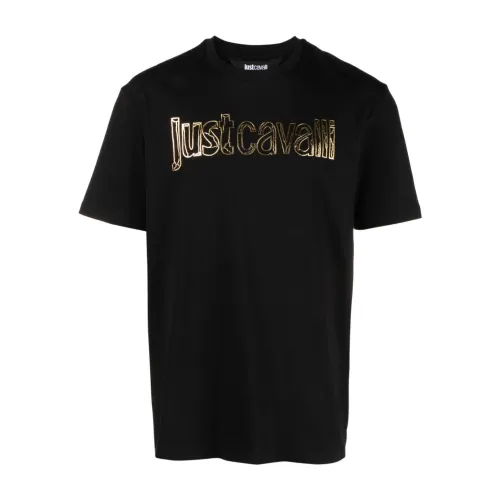 Just Cavalli , Men's Clothing T-Shirts & Polos Black Ss24 ,Black male, Sizes: