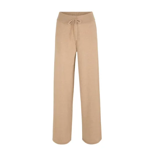 Juvia , Wide Cut Cashmere Blend Knit Pants ,Brown female, Sizes: