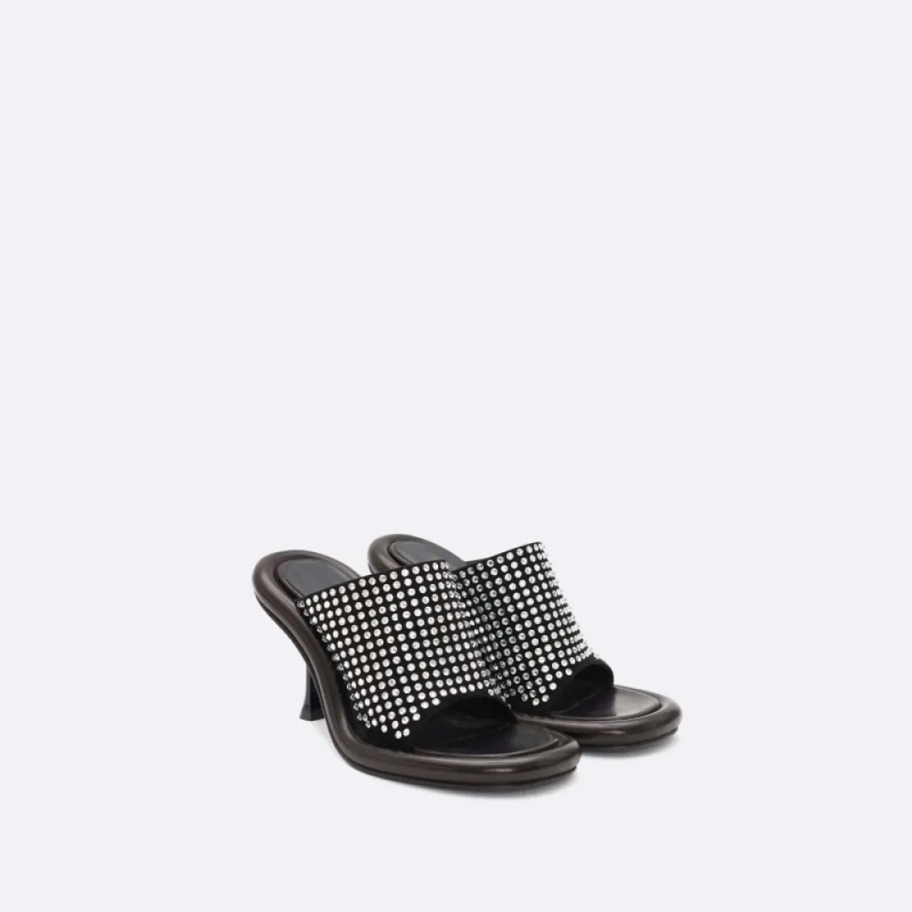 JW Anderson , Black Leather Heels with Silver Crystals ,Black female, Sizes: