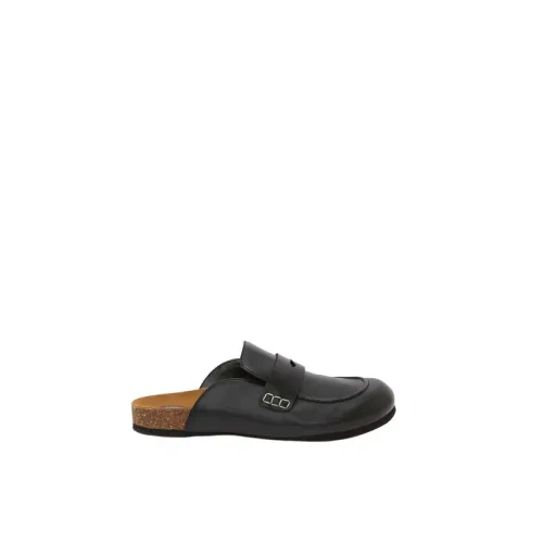 JW Anderson , Bold Wide Fit Leather Loafer Mules ,Black male, Sizes: