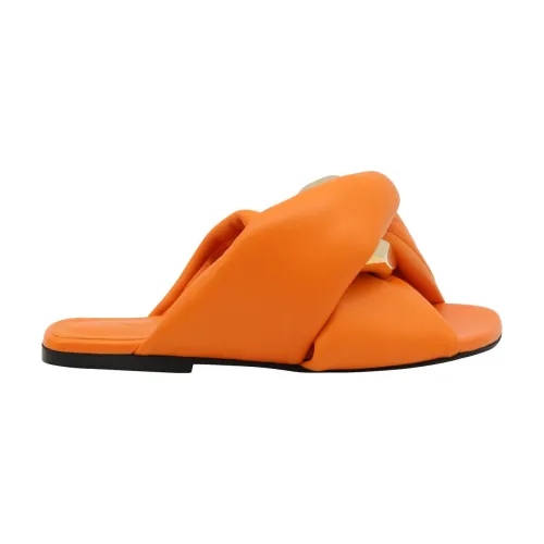 JW Anderson , Bright Orange Flat Sliders for Women ,Orange female, Sizes: