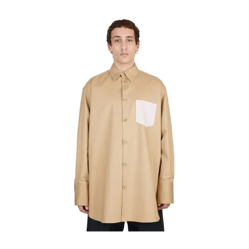 JW Anderson , Casual Oversized Shirt ,Beige male, Sizes: