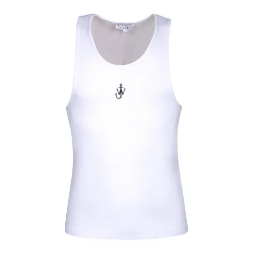 JW Anderson , Embroidered Logo Sleeveless Top ,White male, Sizes: