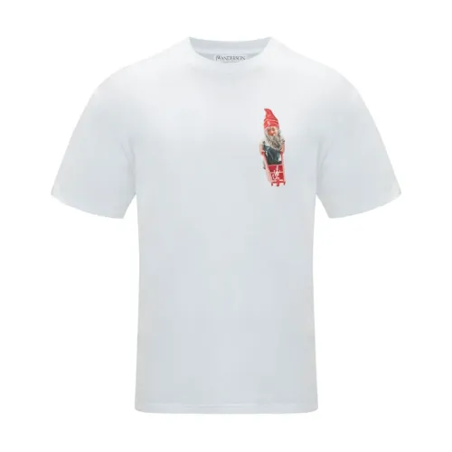 JW Anderson , Graphic Print Crew Neck T-shirt ,White male, Sizes: