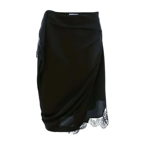 JW Anderson , Lace-Trim Slip Skirt - High-Waisted Wrap Design ,Black female, Sizes: