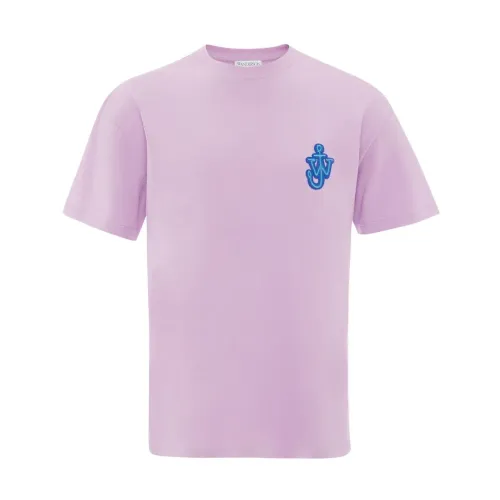 JW Anderson , Lilac Purple Cotton T-shirt with Logo Patch ,Pink male, Sizes: