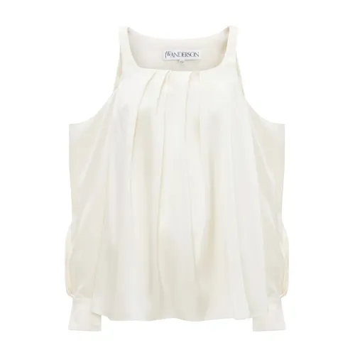 JW Anderson , Off-White Pleated Blouse ,Beige female, Sizes: