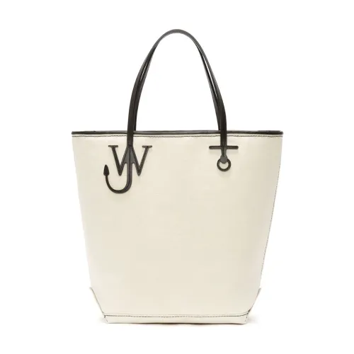 JW Anderson , Signature JW-Initials Leather Trim Bag ,Beige female, Sizes: ONE SIZE