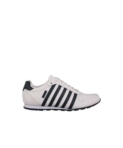 K-Swiss Mens Arnie Trainers in White Navy - Blue & White Leather