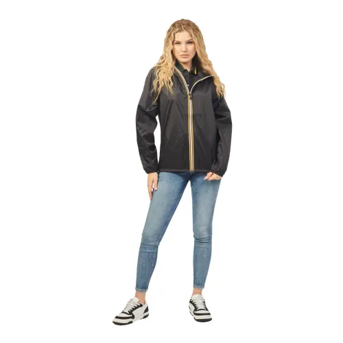 K-Way , Black Short Claude Jacket Waterproof Windproof ,Black female, Sizes: