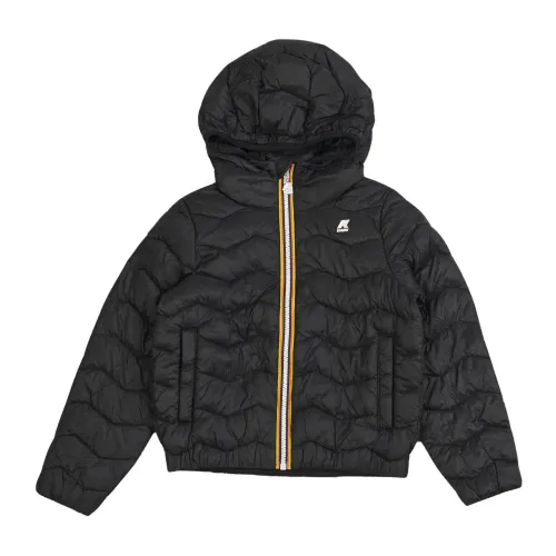 K-Way , Black Wave Quilted Jacket ,Black male, Sizes: