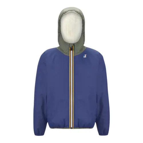 K-Way , Blue Waterproof Windbreaker Jacket ,Blue male, Sizes: