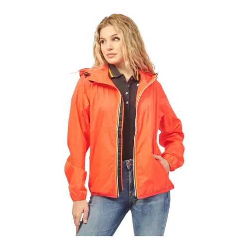 K-Way , Orange Packable Rain Jacket ,Orange female, Sizes: