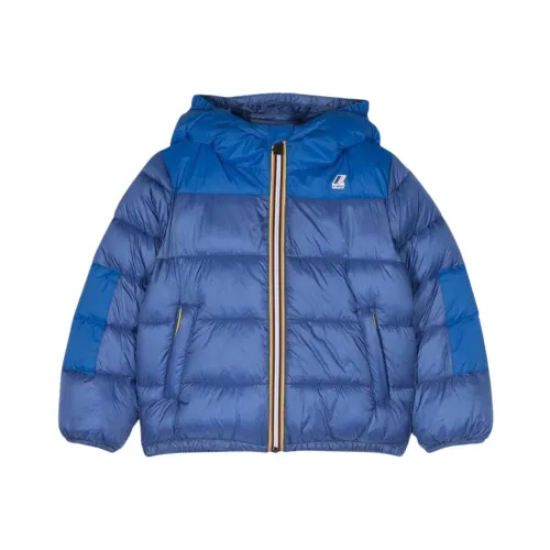 K-Way , Printed Waterproof Short Puffer Jacket ,Blue male, Sizes: