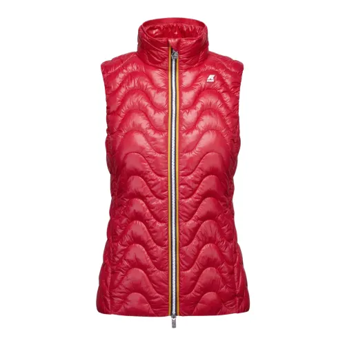 K-Way , Red Wave Quilted Sleeveless Sweater ,Red female, Sizes: