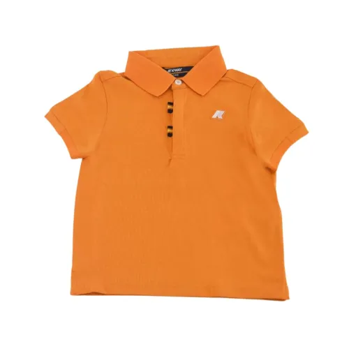 K-Way , Short-sleeved jersey cotton polo shirt ,Orange male, Sizes: