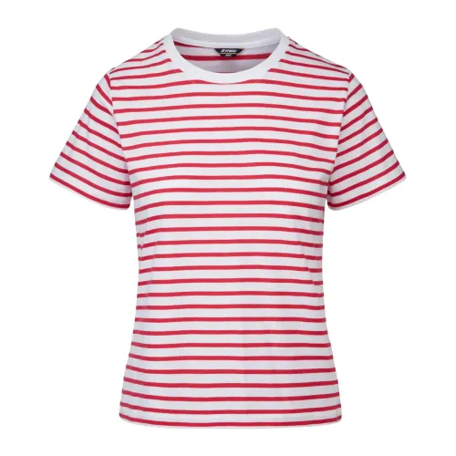 K-Way , Striped Red T-shirt for Kids ,Red female, Sizes: