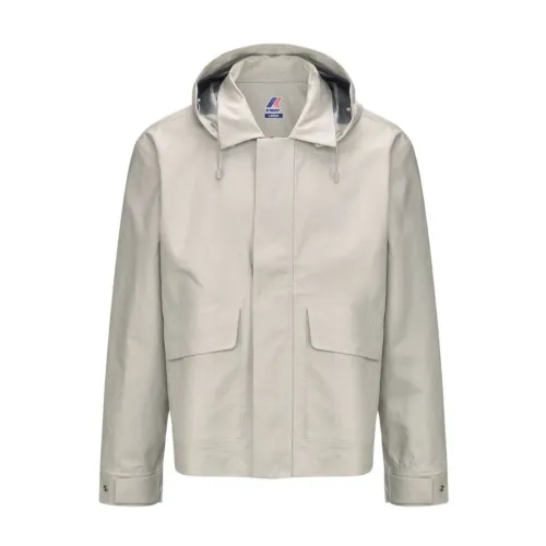 K-Way , Stylish Beige Rain Jacket for Men ,Gray male, Sizes: