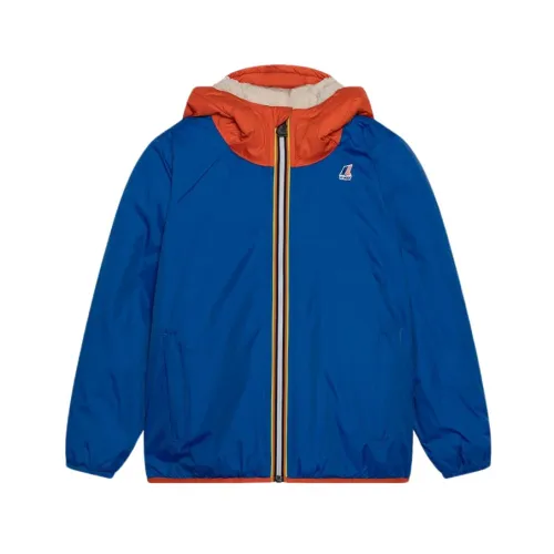 K-Way , Waterproof Nylon Jacket with Teddy Lining ,Blue male, Sizes: